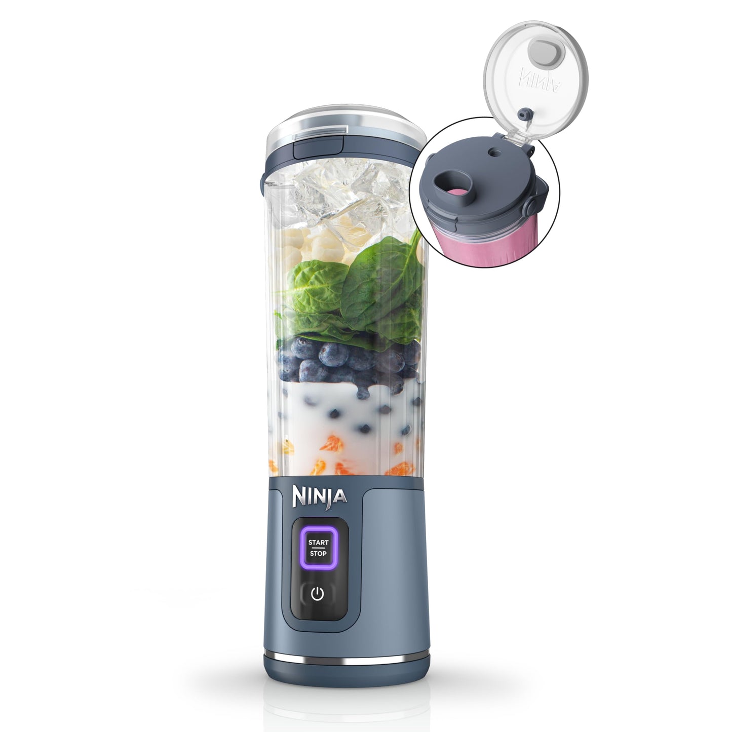 Ninja BC151BK Blast Portable Blender, Cordless, 18oz. Vessel, Personal Blender-for Shakes & Smoothies, BPA Free, Leakproof-Lid & Sip Spout, USB-C Rechargeable, Dishwasher Safe Parts, Black