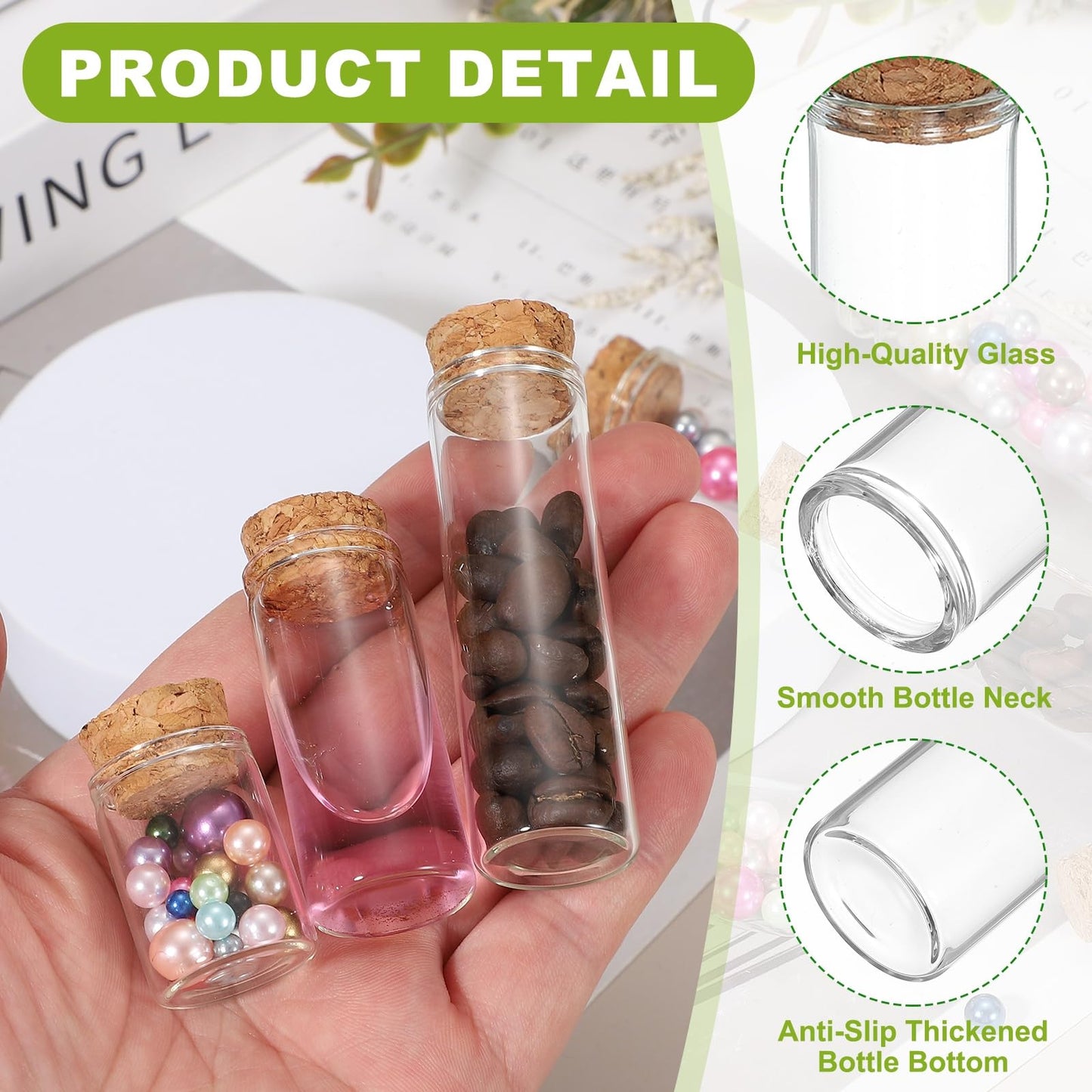 uxcell 8Pcs Mini Glass Bottles with Cork Stoppers, 30ml Small Clear Bottles Glass Empty Jars Vials for DIY Crafts Party Wedding Decor Favors