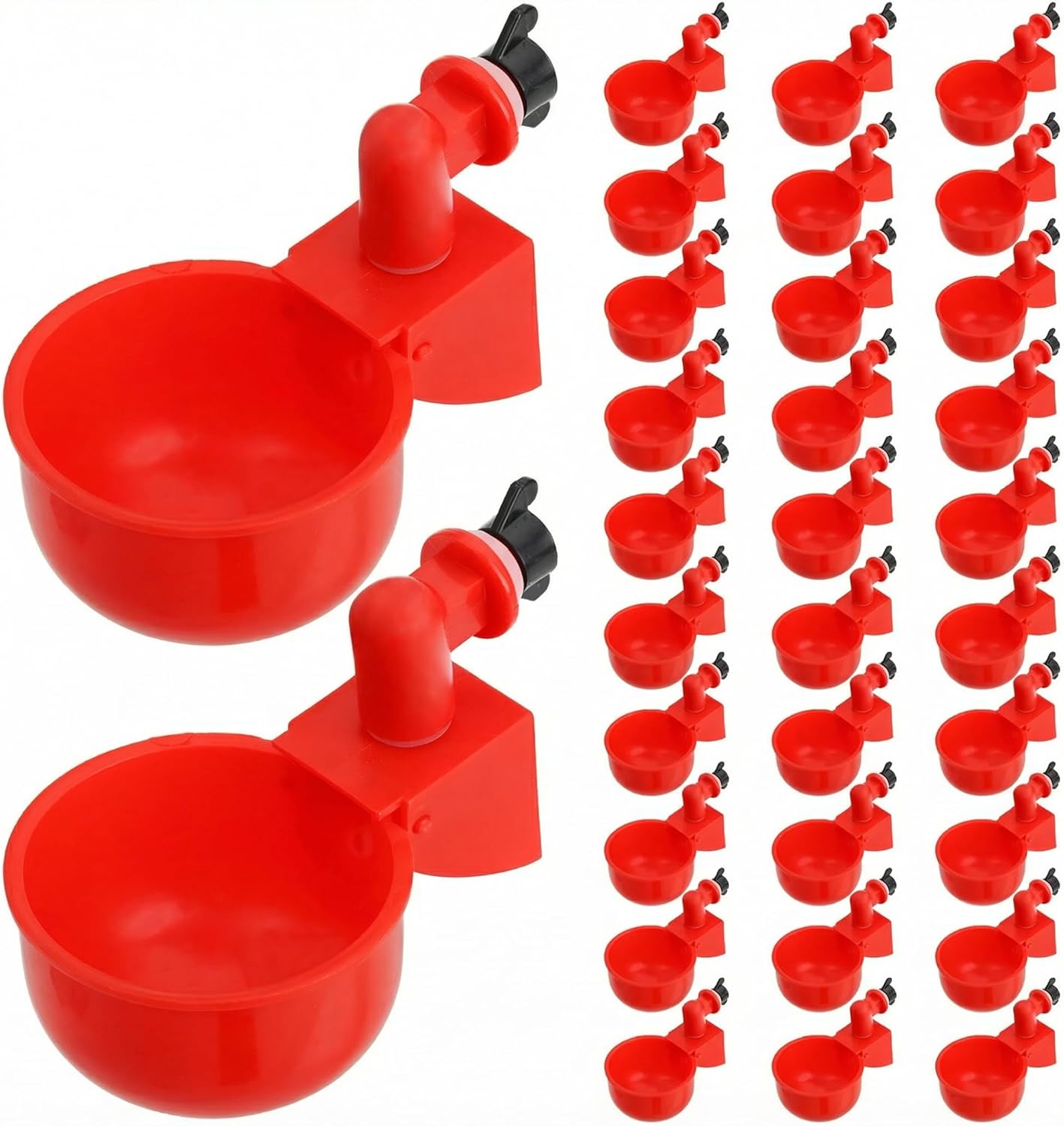 30 Pack 3/8 Inch Cedilis Chicken Water Cup, Automatic Drinking Cups for Chickens, Thread Poultry Water Cups, Chicken