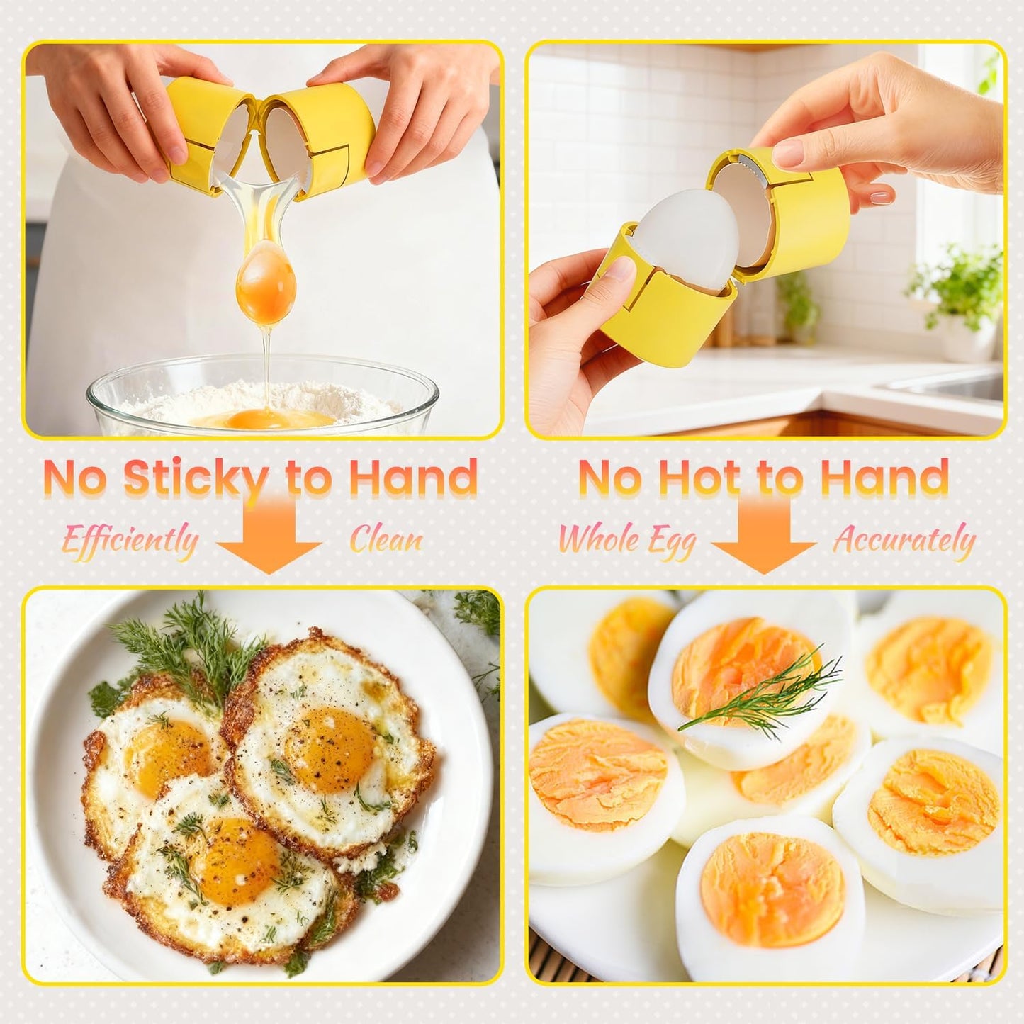 2 1 2 Pack Upgraded in Egg Shell Opener, Hard Boiled Egg Peeler Cracker with Piercer, Cute Egg Separator for Raw Eggs