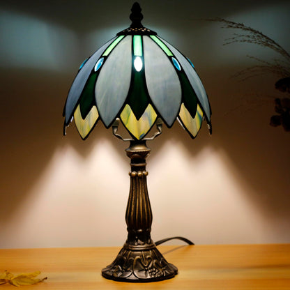 TCODTPOL Table Lamp Base Replacement Only, Wide 4 Height 15 Inch, Fit for 6, 8, 10 Inch Tiffany Style Stained Glass Lampshade, Dark Bronze Finish,Resin, Push Switch On Cord(B (W4H15 Inch))