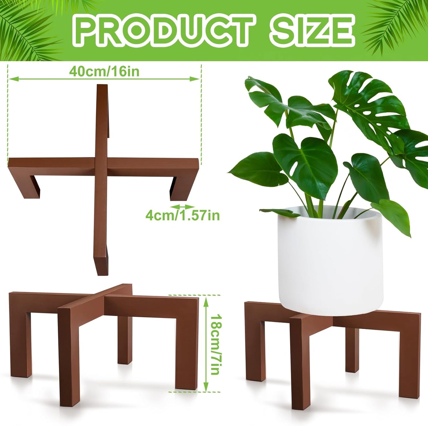 1 Pack 16 Inch 8-18 Inch Wenqik Wood Plant Stand Wooden Plant Pot Holder Mid Century Rattan Flower Boho Rustic Stool