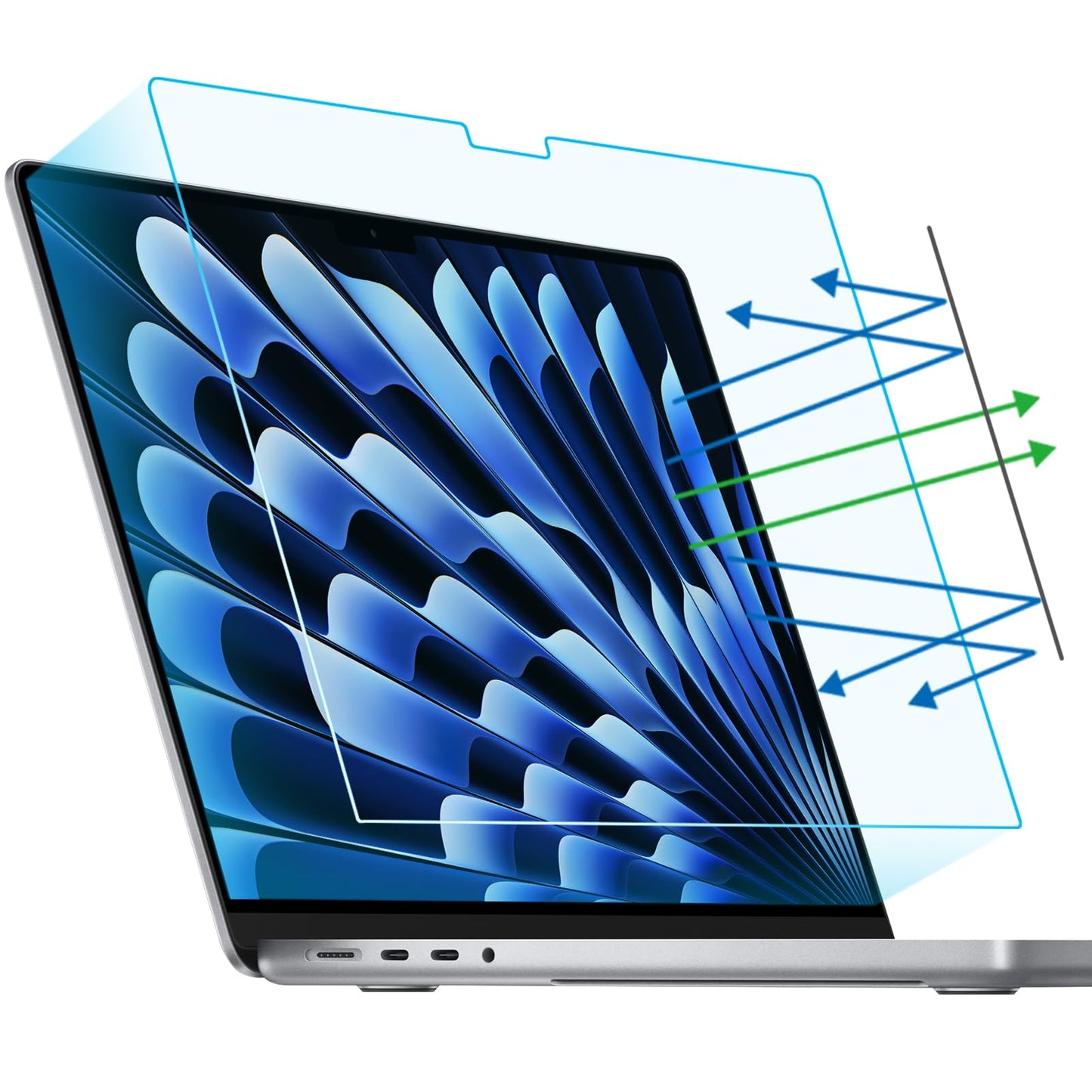 F FORITO 2-Pack Anti Blue Light Matte Screen Protector Compatible with MacBook Air 15.3 inch (2023-2025, M2, M3, M4), Eye Protection Blue Light Blocking Anti Glare Computer Screen Cover