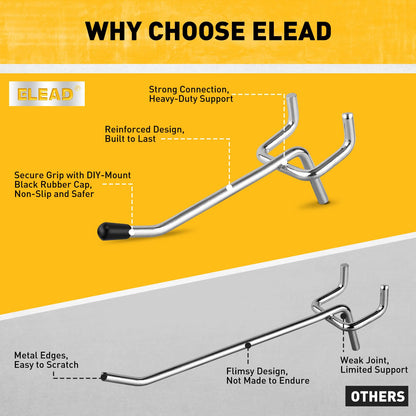 ELEAD 55-Piece 2 Inch Pegboard Hooks, Heavy Duty Peg Board Organizer Accessories, Peg Board Tool Hangers Fit for 1/4" and 1/8" Pegboard Hanging Tools Garage, Workshop, and Craft Storage
