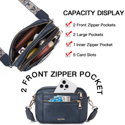 Telena Small Crossbody Bags For Women Vegan Leather Crossbody Purse With Adjustable Wide Strap For Daily Life
