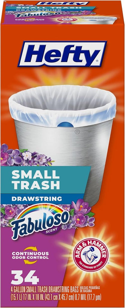 Hefty Small Trash Bags - Fabuloso Scented, 4 Gallon Size, 34 Count Pack