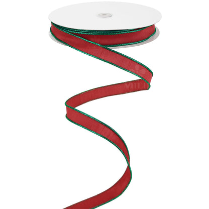 MEEDEE 1 inch Red and Green 2 Tone Christmas Cord Ribbon 25 Yards Faux Dupioni Silk Wired Ribbon for Gift Wrapping, Christmas Tree, Garland, Wreath, Weddings, Centerpiece and Party Décor