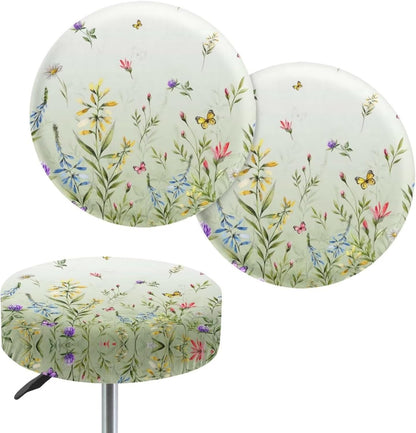 14-16 Inch Bar Stool Covers Elastic Fabric Dia Round Stool Dust Covers Stretchy Washable Stool Seat Slipcover Chair