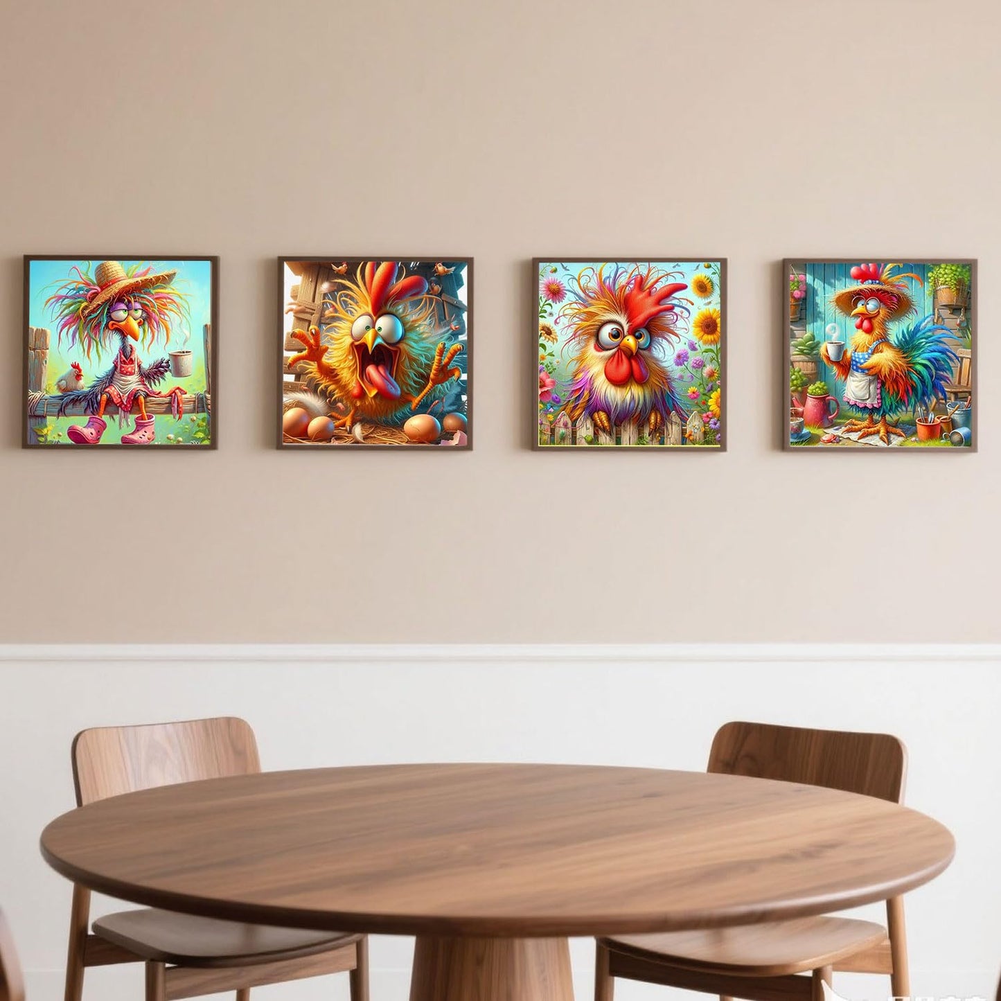 Dorwendis Diamond Painting Kits for Adults,4 Pack DIY Henhouse Chicken Diamond Art Kits for Beginners,5D Diamond Art for Adults,Full Round Drill Paint by Diamond Painting for Wall Decor Gifts12X12inch