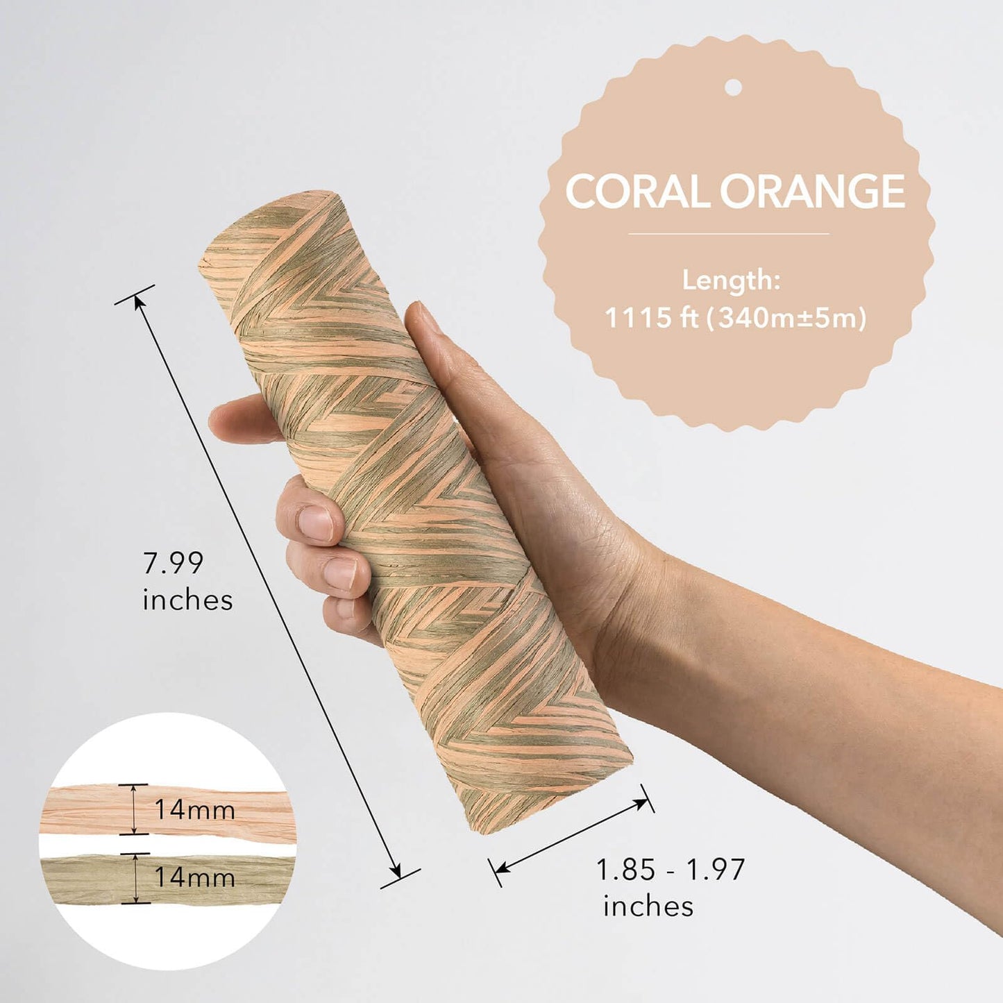 GoDear Design 371 Yards Paper Raffia Ribbon, 3 mm Wide Twisted Natural Ribbon Paper String, Paper Twine Craft String for Gift Wrapping Packing, Raffia Yarn for Crocheting DIY Décor, Coral Orange