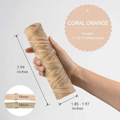 GoDear Design 371 Yards Paper Raffia Ribbon, 3 mm Wide Twisted Natural Ribbon Paper String, Paper Twine Craft String for Gift Wrapping Packing, Raffia Yarn for Crocheting DIY Décor, Coral Orange