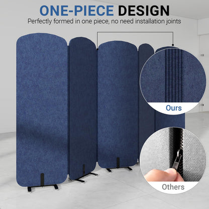 Natwind 5 Panel 122.8 x 71 in Office Room Privacy Protect Space Divider Portable Partition,Wall Folding Cubicle Indoor Freestanding Acoustic Partition Temporary for Office Room, Navy Blue