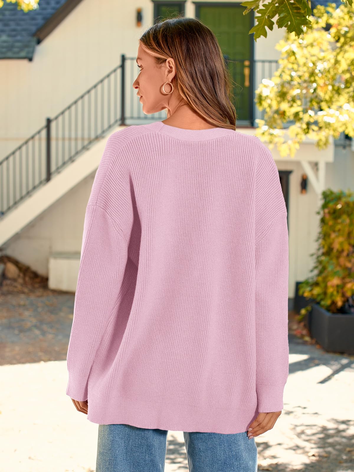 LILLUSORY Women Oversized Cardigan Sweater 2025 Fall Outfits Cloth Fashion V Neck Knit Button Front Casual Trendy Tops