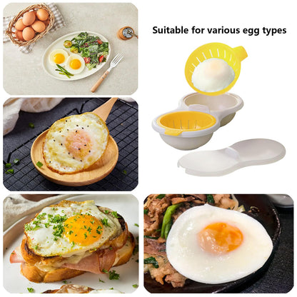 Microwave Egg Poacher,2 Cavity Eggs Poacher, Microwave egg cooker with Lid,Double Layer Microwave Boiled Eggs Maker for Egg McMuffin Hamburg Breakfast Sandwiches,Easy to cook and clean (yellow)