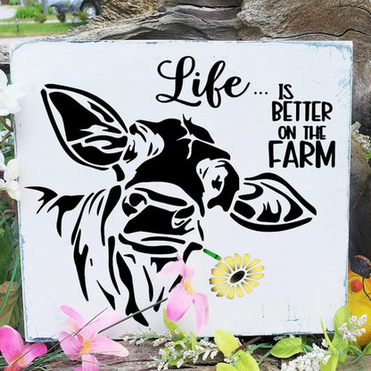 JAJADO Farmhouse Silk Screen Stencil 6pcs, Farm Animals Bundle Chalk Mesh Transfers Reusable Self-Adhesive Screen Printing Stencils for Painting on Wood, Fabric, Glass, Wall DIY Craft Home Dec
