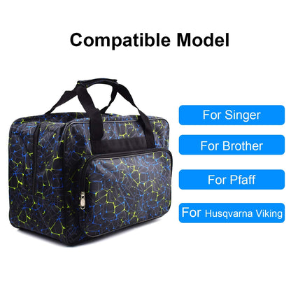 TLBTEK Black Sewing Machine Carrying Case,Universal Canvas Carry Tote Bag,Portable Padded Storage Dust Cover with Pockets for Sewing Machine