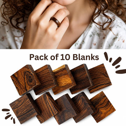 IECAP LLC Desert Ironwood Ring Blanks – Pack of 10 Exotic Hardwood for Ring Making, Resin Jewelry, Wood Rings, Inlays, Knife Handle Spacers & DIY Crafts – Iron wood Turning Blocks (1.5 x 1.5 x 0.5 in)