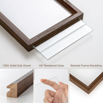8x10 2x3 4x6 5x7 6x8 8''x10'' Axeman Floating Picture Frame - Solid Oak Wood Picture Frame, Double Tempered Glass Photo