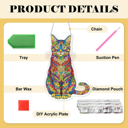 Mzoyell 5D Hanging Art Painting Kits for Adults, Cat Special Shape Diamond Art Kits, Crystal Rhinestones Diamond Art Painting, Home Wall Decoration