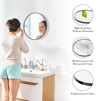 Sweetcrispy 20in Round Bathroom Mirrors for Wall, Bathroom Mirrors for Over Sink, Wall Decor for Bathroom, Entryway, Bedroom, Vanity, Classical Black