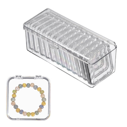 YELARXI Acrylic Jewelry Box Organizer, Bead Organizer with 12Pcs Small Boxes Clear Bead Storage Portable - Fitting for (Travel/DIY Jewelry/Earrings) 1Set & 9.5"x4"x4" & Transparent