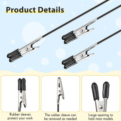 Painting Stand Base Holder and 24 Pcs Alligator Clip Sticks and 15 Pieces Clean Brush for Airbrush Spraying Hobby Modeling Parts for DIY Card Photo Memo