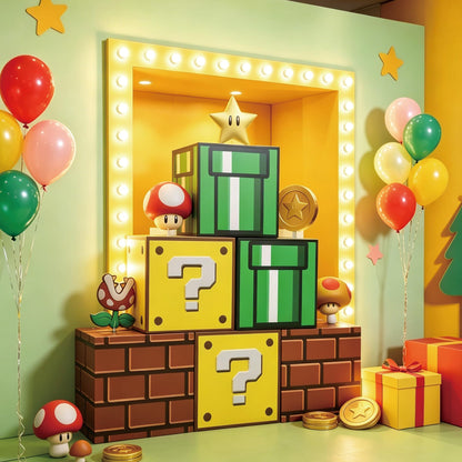 Cuteiush 6PCS Big Party Boxes with 6 Centerpieces, Question Brick Pipe Boxes for Birthday, Christmas, Halloween, Game Party & Classroom Favors (11.8 x 11.8 Inch)