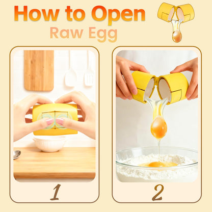 2 in 1 Egg Shell Opener, Egg Piercer for Hard Boiled Egg, Cute Egg Cracker for Raw Eggs, Egg Peeler Separator for Home Kitchen Gadgets Tool, Yellow