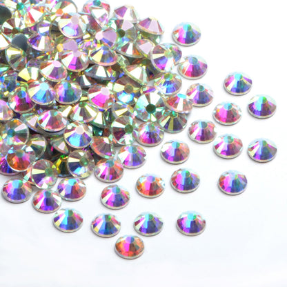 Bymitel Hotfix Crystal Rhinestones Round Gems Iron on DIY Jewelry Making Flat Back for Crafts,Crystal AB, 10mm (SS50/144pcs)