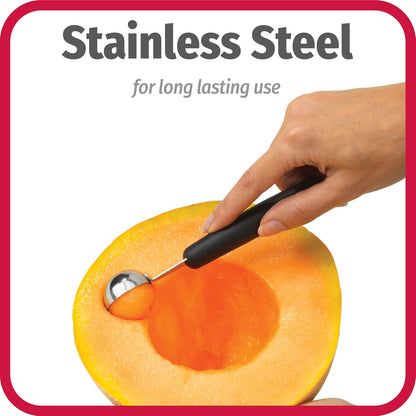 GoodCook Touch 2-in-1 Stainless Steel Melon Baller and Fruit and Veggie Corer Scoop, Silver/Black