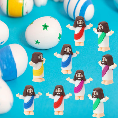 Mini Jesus Figurines by [Brand Name] - 25 Pcs Multi-Color Religious Figures for Baptism & Easter Gifts