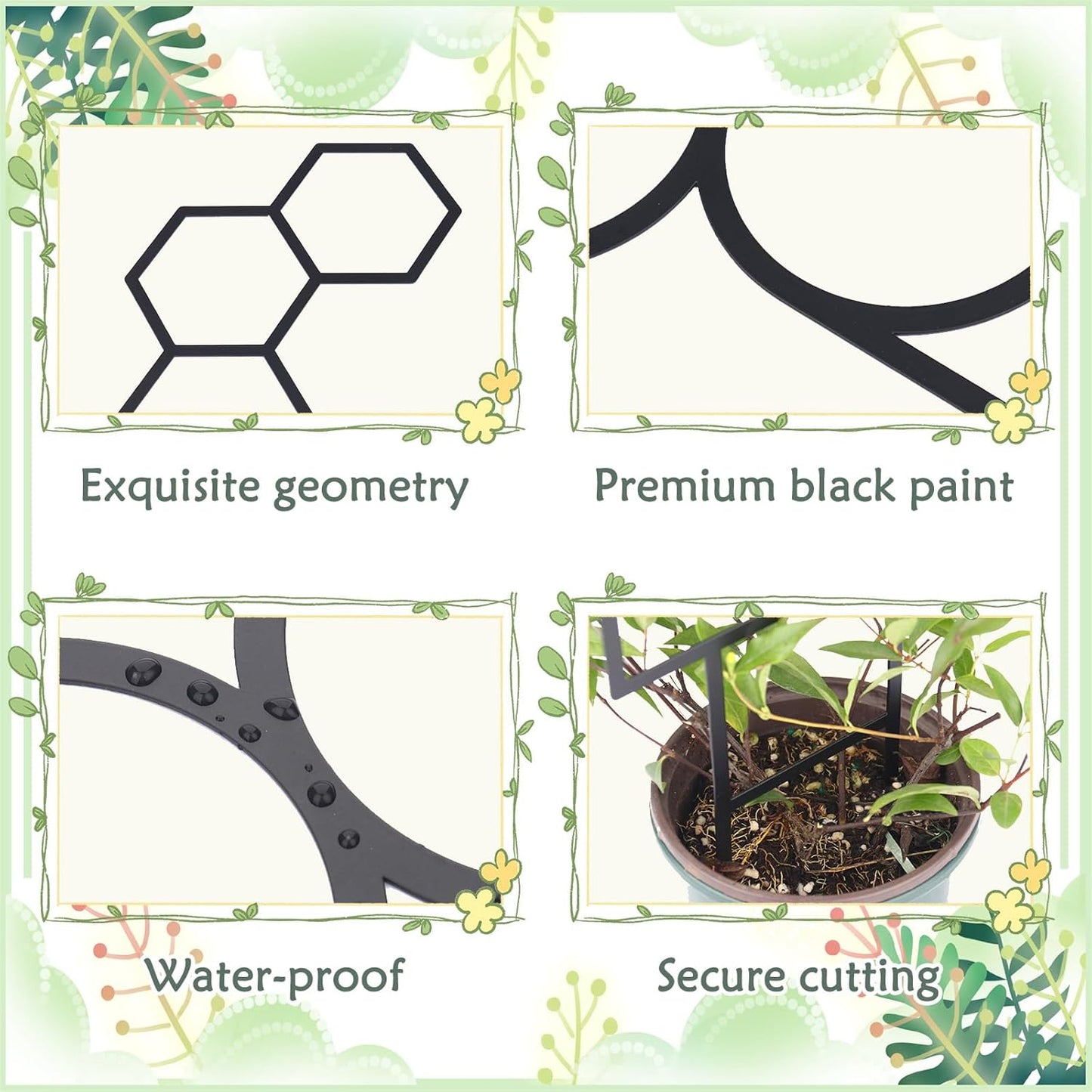 KOYILTD 4 1) Pcs Trellises for Climbing Plants Indoor Metal Climbing Plant Support Metal Plant Trellis for Pots Garden