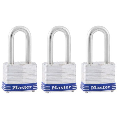 Master Lock Outdoor Padlocks, Lock Set with Keys, Keyed Alike Padlocks with Long Hardened Shackles That Resist Cutting for Gates, Sheds, Fences, 3 Pack, 3TRILF