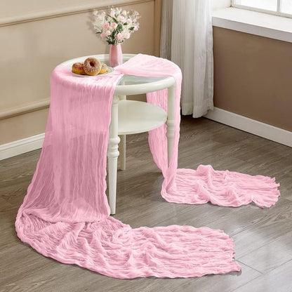18 Pack Light Pink Cheesecloth Table Runner 21x120 Inch Boho Gauze Table Runners Rustic Pink Table Runner for Wedding Birthday Party Baby Shower Centerpiece Home Decorations(18pack Light Pink)
