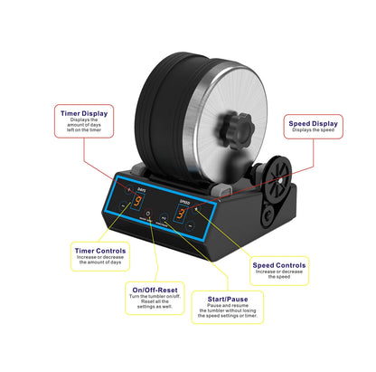 3.6LB Professional Rock Tumbler Kit, 3 Speed Settings & Digital 9-Day Timer, Rough Gemstones, 4 Polishing Grits