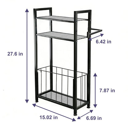 Free Standing Toilet Paper Holder with Shelf, Adjustable Feet Bathroom Toilet Paper Holder Stand for Narrow Space, Roll Dispenser Tissue Holder, Holds Multiple Rolls and Keeps Paper Dry and Clean