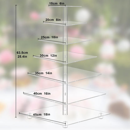 YestBuy 7 Tier Square Acrylic Maypole Cupcake Stand Cupcake Tower Stand, Premium Cupcake Holder, Display for Pastry Wedding Birthday Party