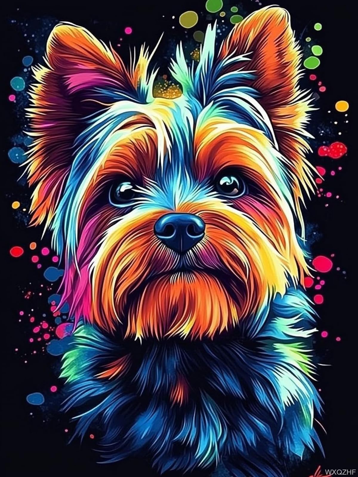 WXQZHF Yorkie Diamond Art Painting Kits, Cute Animals 5D Sparkling Diamond Painting Kit for Adults Beginners Home Wall Decor DIY Gift Drill Round Art Gems 12x16 inch