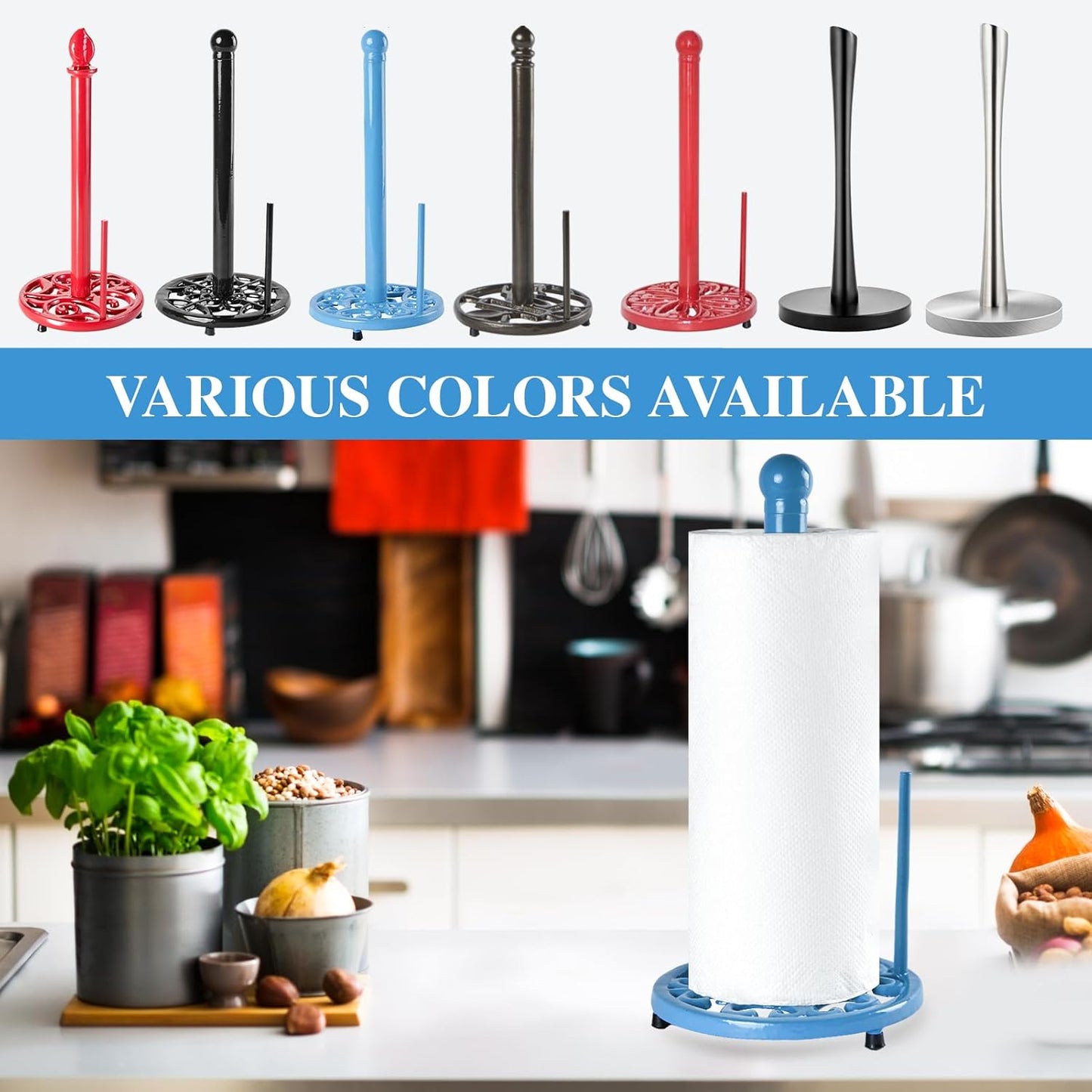 Countertop JOGREFUL Paper Towel Holder Stand, Cast Iron Kitchen Paper Towel Vintage Stand with Weighted-Base, Bathroom
