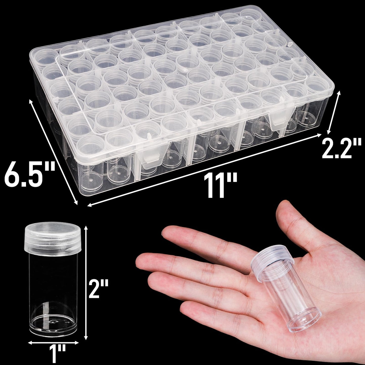Pumtus 2 Pack Diamond Art Storage Containers, 120 Grids Beads Organizer Box with Label Stickers, Plastic 5D Embroidery Accessories Storage Case Jars for DIY, Art, Craft, Rhinestone, Seed