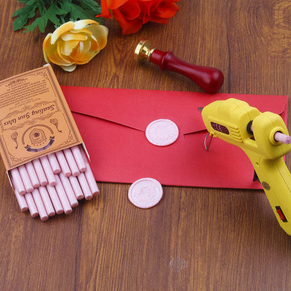 Wax Seal Kits, Wasole 20Pcs Pearl Pink Sealing Wax Sticks with 1 Pieces Glue Gun Set for Wax Seal Stamp, Great for Wedding Invitations, Birthday Cards, Envelopes, Gift Wrapping (Pearl Pink)