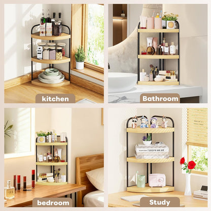 Counter 3-Tier Counter, Countertop Counter, Abiglifty Corner Bathroom Organizer, No Drill Corner Shelf Bathroom