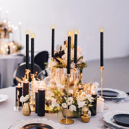 Dripless Taper Candles Unscented Black Spiral Candles Smokeless Long Dinner Candles 10 Inch Long Lasting Burn Candlesticks for Home Decoration Christmas Gifts(2Pcs)