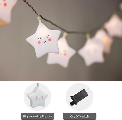 Cobus CozyHome 5 20 Children's Star Fairy Lights - Meters & Warm White LEDs I Lighting Garland for bedrooms I Lighting