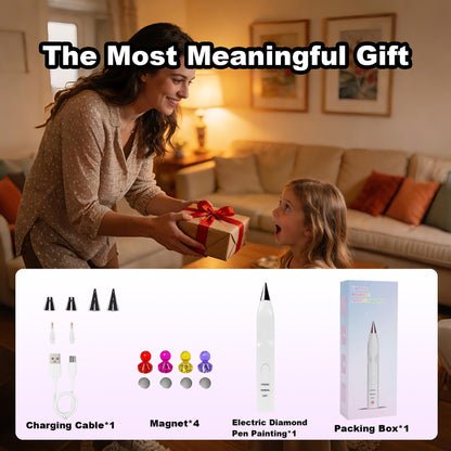 GloHopiup Electric Diamond Painting Pen, Cordless Vacuum Diamond Art Pen no Wax Needed, Rechargeable Diamond Art Accessories Kit for Adults, Perfect for Gem Diamond Art Fans - White