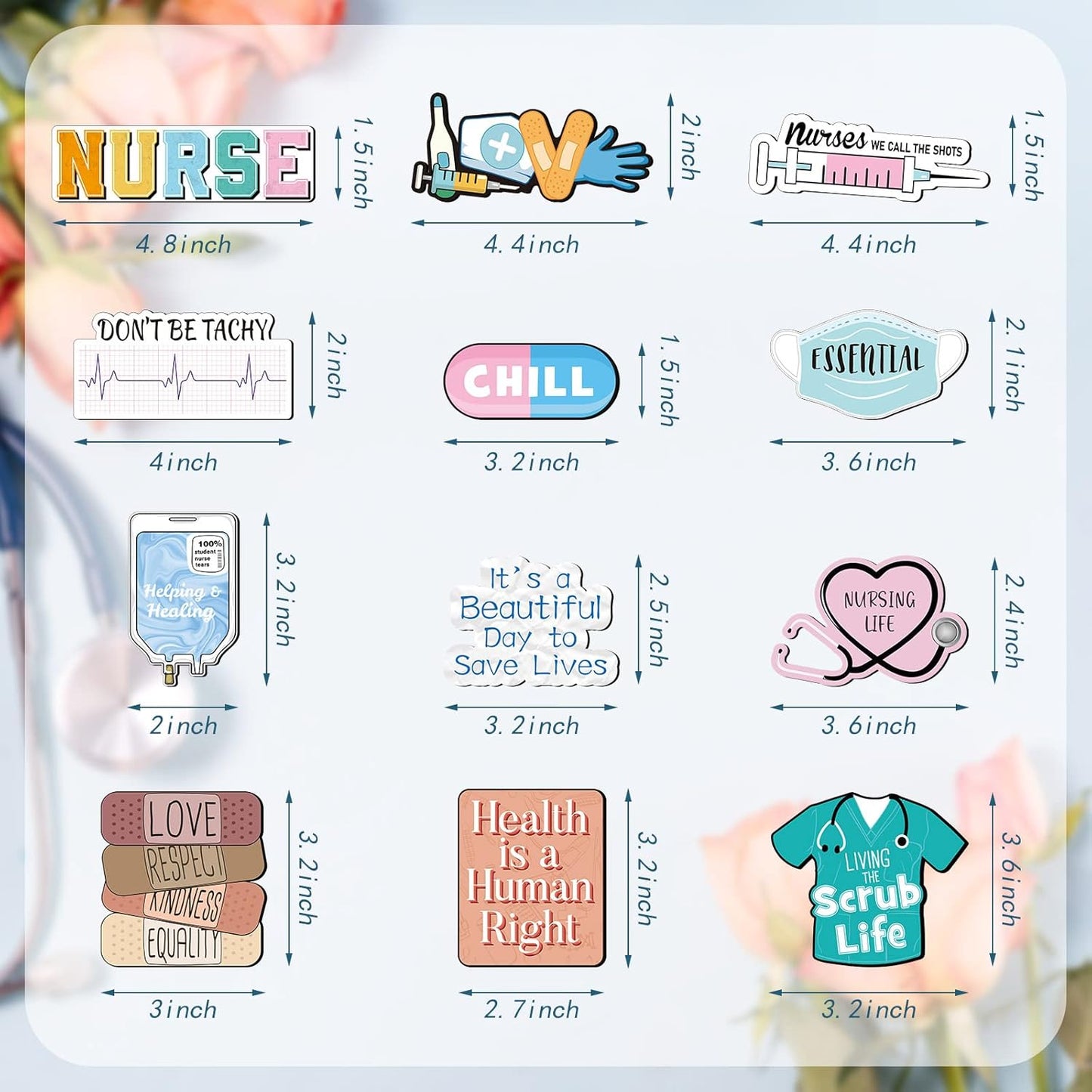 12 Nezyo Pcs Nurse Refrigerator Magnets, Funny Nursing Magnetic Stickers, Cute Medical Student Essentials, Decorative