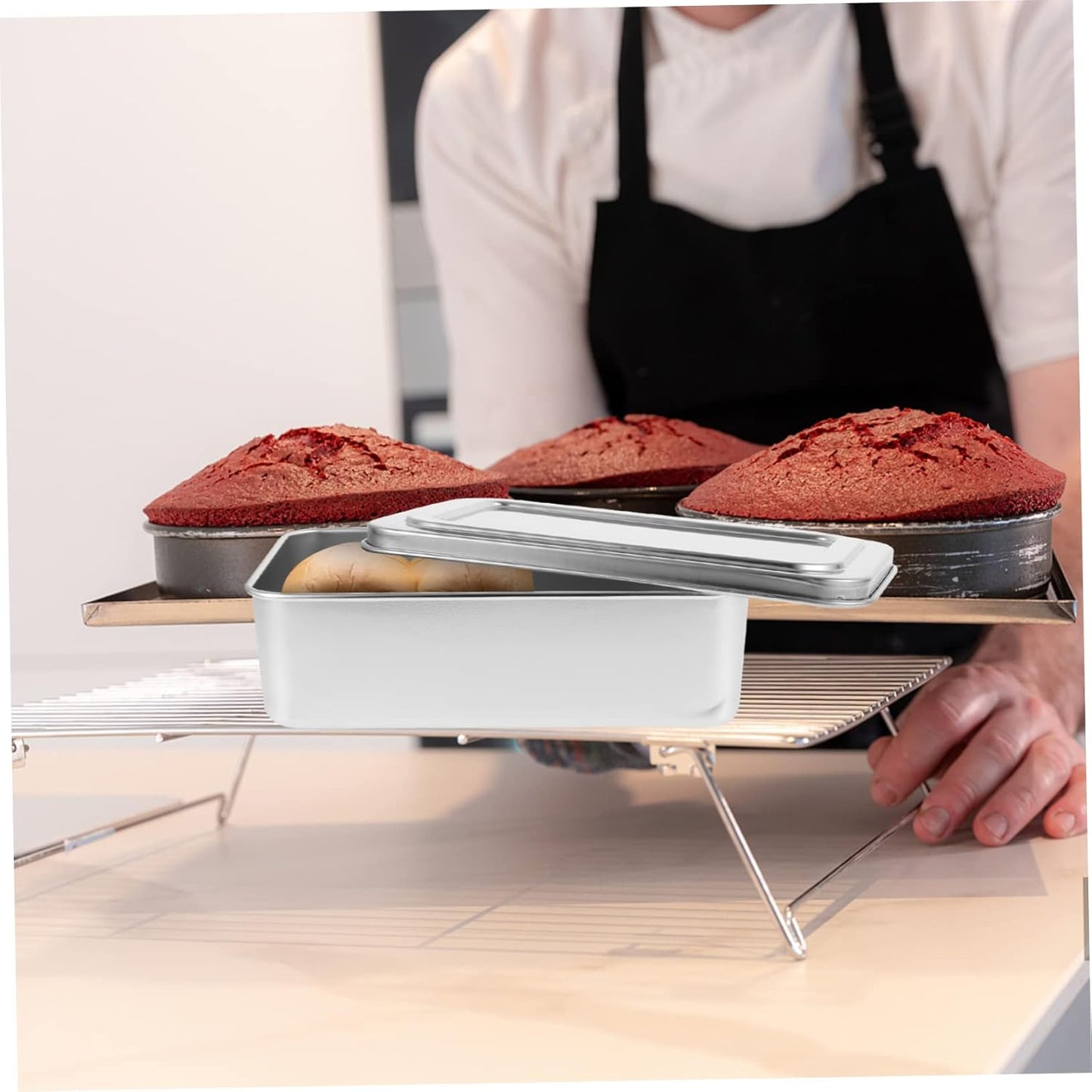 Box Covered Baking Tray - Stainless Steel Bakeware with Lid, Bread Baking Pan, Oven Tray