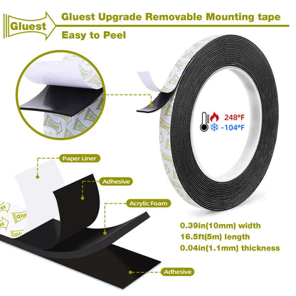 Double Sided Tape Heavy Duty,0.39INx 16.5FT Removeable Mounting Tape No Damage Wall Tape Damage Free Picture Hanging Strips,Strong Adhesive Strips Foam Tape for Home Office Decor Poster Art Craft