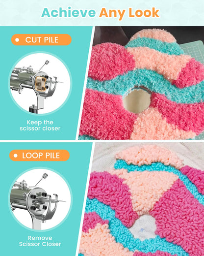 Riiai Tufting Gun Starter Kit,Tufting Gun with Carpet Trimmer Rug Making Kit, Rug Gun Cut Pile Loop Pile for Making Rugs, Carpet Trimmer Tufting for Sculpting (Dark Blue Rug Tufting Gun with Trimmer)