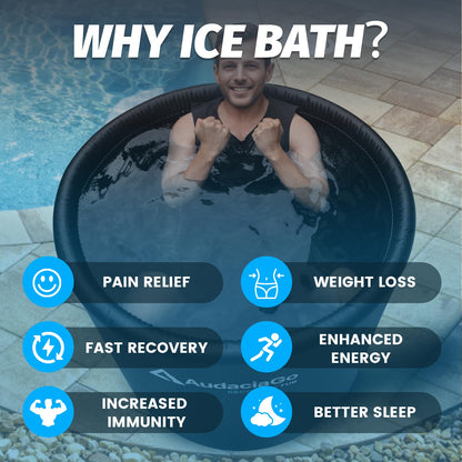 XXL Ice Bath Tub for Athletes, Compatible with Water Chillers, 186-Gallon Inflatable Cold Plunge Tub with Insulated Lid, Step, Thermometer, Water-Absorbent Mat, Portable for Outdoor & Indoor Recovery